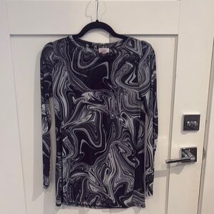 LOGO by Lori Goldstein Monochrome Swirl Top